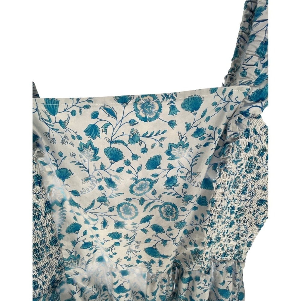Draper James Floral Sundress Blue White Smocked Ruffle XXL Coastal Cowgirl - Picture 5 of 11